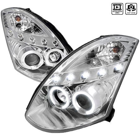 Spec-D Tuning 03-05 Infiniti G35 Chrome Housing Projector Headlight LHP-G35032-TM